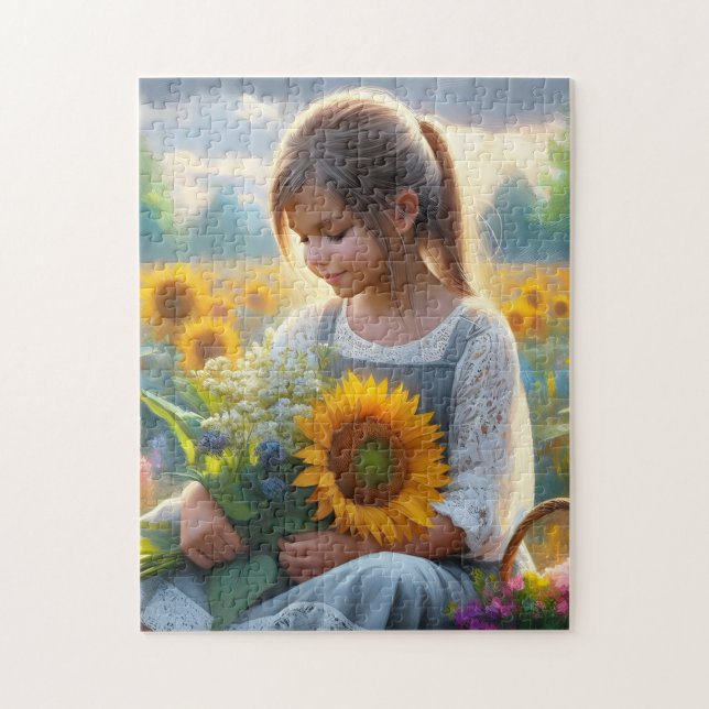Puzzle Chica de girasol (Vertical)