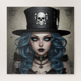 Puzzle Chica de Gótico suave en sombrero superior