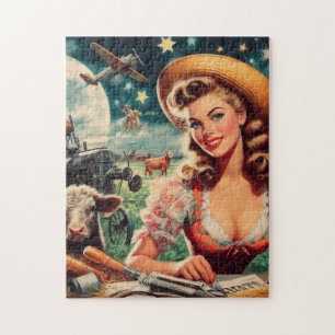 Puzzle Chica de Granja Vintage Beautiful