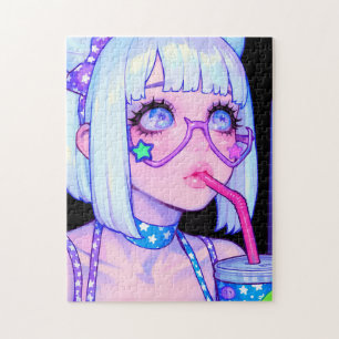 Puzzle Chica de Internet de Pastel Estrella Gafas