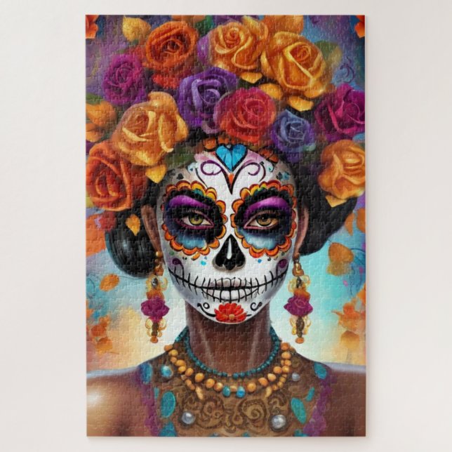 Puzzle Chica de la Calavera de Azúcar Muerta en México (Vertical)