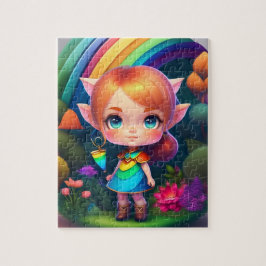 Puzzle Chica De Lejano Con Arcoiris