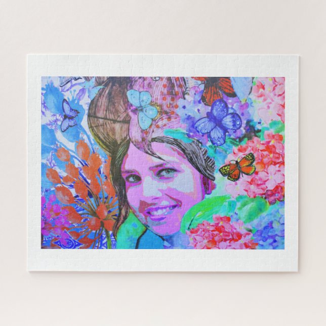 Puzzle Chica de mariposa (Horizontal)