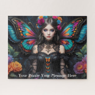 Puzzle Chica de mariposa gótica