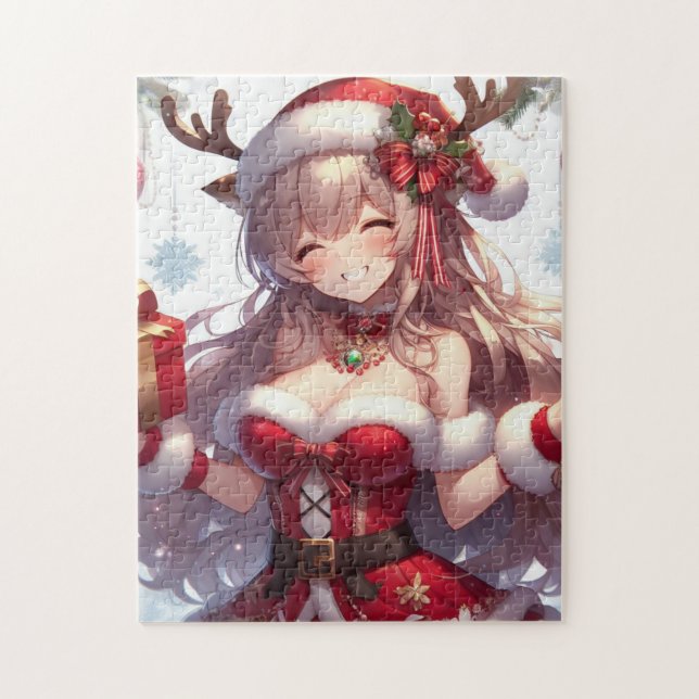 Puzzle Chica de Navidades de anime (Vertical)