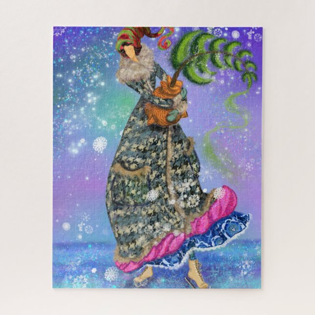 Puzzle Chica de patinaje con cuento de hadas de invierno  (Vertical)
