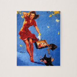 Puzzle Chica de pinza de caída retro vintage