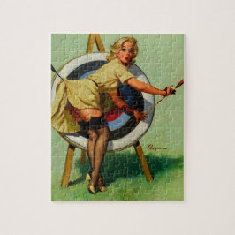 Puzzle Chica de pinzas para tiro con arco de vintage
