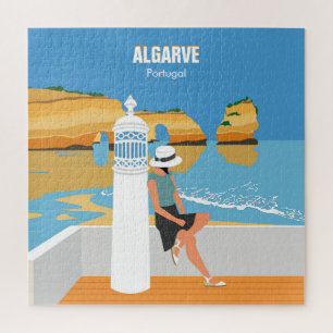 Puzzle Chica de playa Algarve viaje estilo vintage