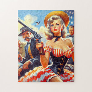 Puzzle Chica de pulpa occidental vintage