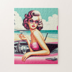Puzzle Chica de verano retro