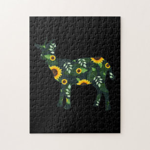 Puzzle Chica del girasol Floral Goat Kid Hawaii