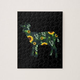 Puzzle Chica del girasol Floral Goat Kid Hawaii