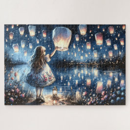Puzzle Chica del lago de linterna celestial caprichosa