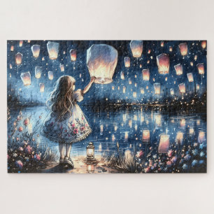 Puzzle Chica del lago de linterna celestial caprichosa 
