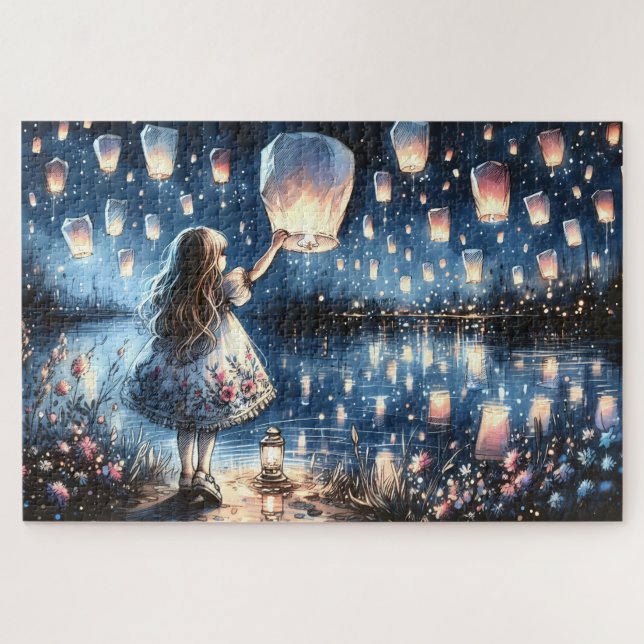 Puzzle Chica del lago de linterna celestial caprichosa  (Horizontal)