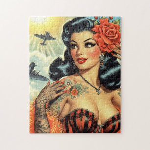 Puzzle Chica del tatuaje de la cúpula de la vendimia