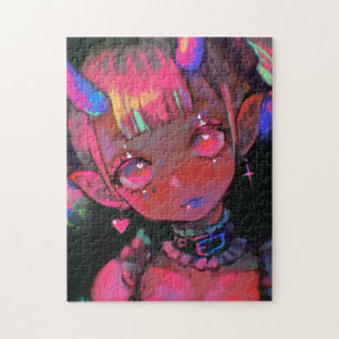 Puzzle Chica Demonio Kawaii Neon Pastel Goth