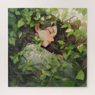 Puzzle Chica durmiendo en el bosque Anime