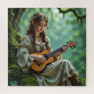 Puzzle Chica Élfica Encantada Tocando un Ukulele