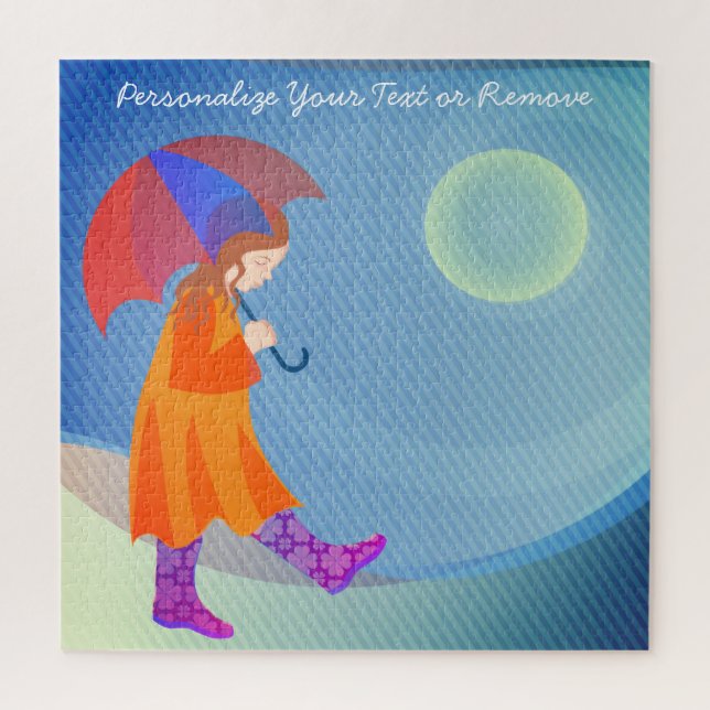Puzzle Chica En Lluvia Moderno Colorido Personalizado Cut (Vertical)