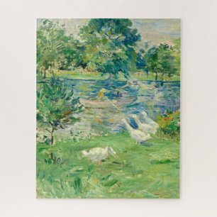 Puzzle Chica en un bote con un ganés de Berthe Morisot