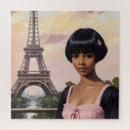 Puzzle Chica francés Pink Parisino arte Chica negro