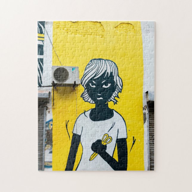 Puzzle Chica furioso pinta murales callejeros (Vertical)