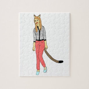 Puzzle chica gato