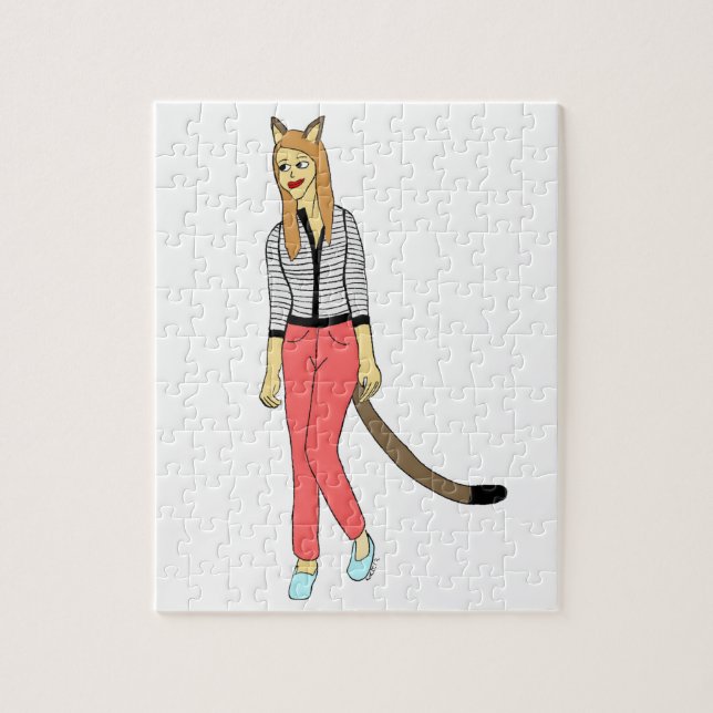 Puzzle chica gato (Vertical)