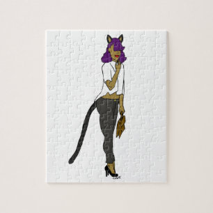 Puzzle chica gato