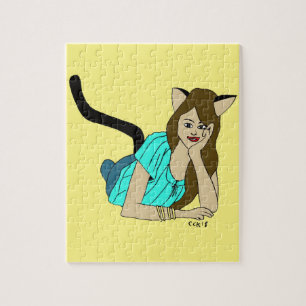 Puzzle chica gato