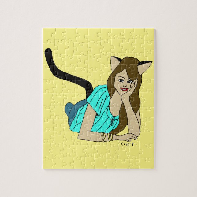 Puzzle chica gato (Vertical)