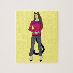 Puzzle chica gato 