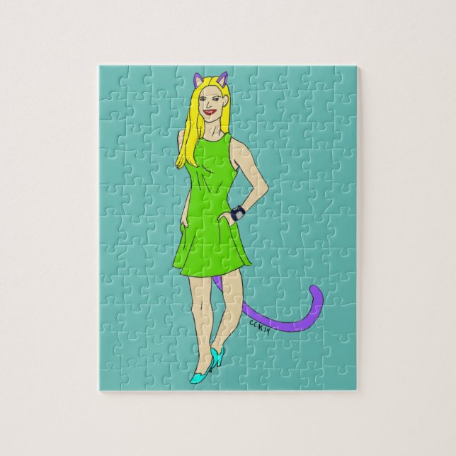 Puzzle chica gato   (Vertical)