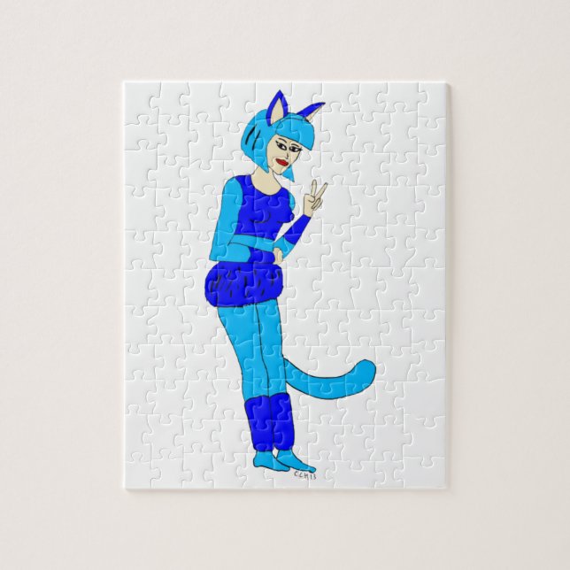 Puzzle chica gato (Vertical)