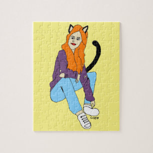 Puzzle chica gato