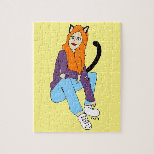 Puzzle chica gato (Vertical)