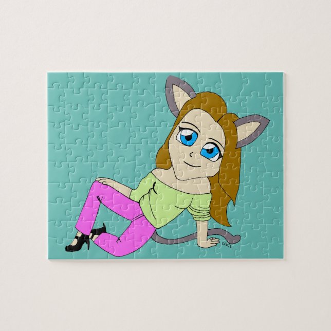 Puzzle chica gato chibi (Horizontal)