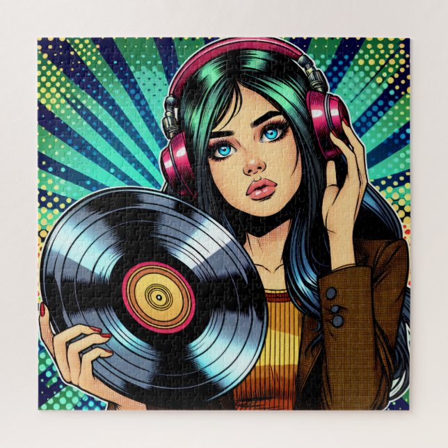 Puzzle Chica genial de estilo pop art cómic con álbum de  (Vertical)