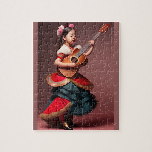 Puzzle Chica Hermosa Tocando Guitarra (Vertical)