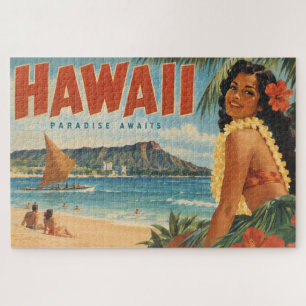 Puzzle Chica Hula Hawaiana Vintage Escape Paradisíaco Alo