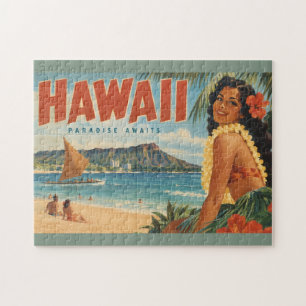 Puzzle Chica Hula Hawaiana Vintage Escape Paradisíaco Alo