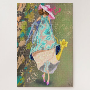 Puzzle Chica Love Spring Flowers Dibujando Fantasy Fairyt
