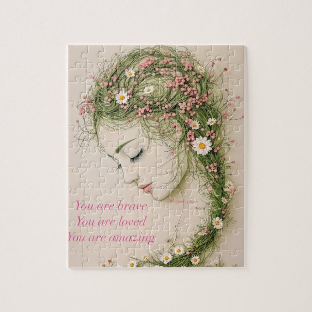 Puzzle Chica maravillosa con flor (Vertical)