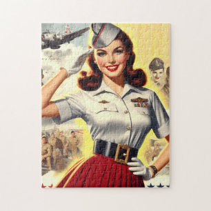 Puzzle Chica militar retro