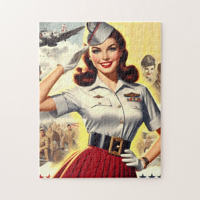 Puzzle Chica militar retro (Vertical)