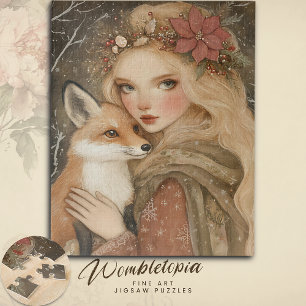 Puzzle Chica navideño vintage con Fox Winter