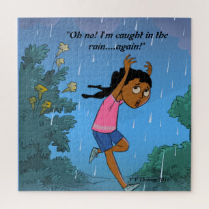 Puzzle Chica negro en la lluvia lindo personalizado rompe