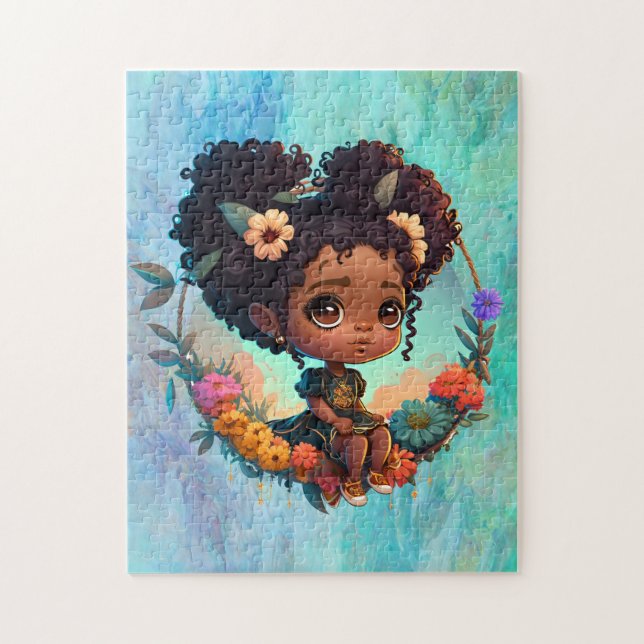 Puzzle Chica Negro En Un Swing (Vertical)